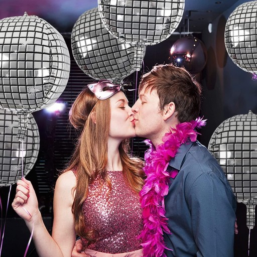 FÓLIOVÝ BALÓN DISCO GUĽA VEĽKÁ 40 CM METALICKÝ STRIEBORNÝ PROM 24h