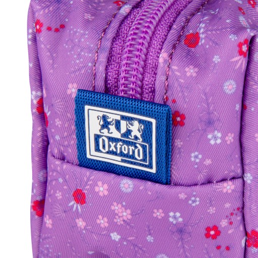 Vrecúško OXFORD FLORAL PENCIL BAG, fialové s kvetmi, lúka pre dievčatko