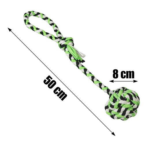 Hračka pre psa SZARPAK pletená loptička LARGE 8cm x 50cm XL