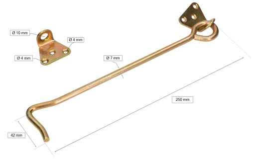 HÁČKOVÉ DVERE HÁČKOVÉ ZATVORENIE 250 x 7 mm HRÚBKA