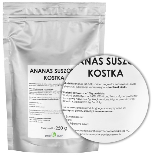 SUŠENÝ ANANÁS kocky sladký snack 250g