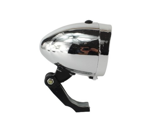 SVIETIDLO NA BICYKEL 3 LED PREDNÉ STRIEBORNÉ RETRO 34018
