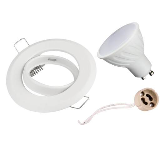 Sada svietidla okrúhle biele + GU10 6W neutrál