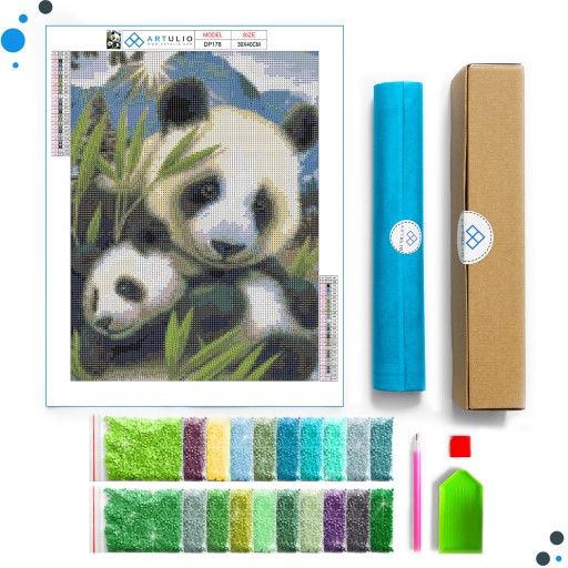 Diamantové vyšívanie diamantová maľba mozaika pre deti 5d zvieratká panda zoo