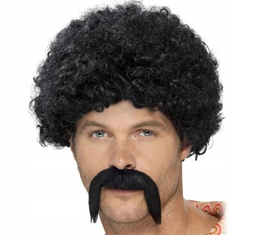 AFRO Parochňa ČIERNA KUČERATÉ VLASY PÁRTY maškarné šaty NA SILVESTRA