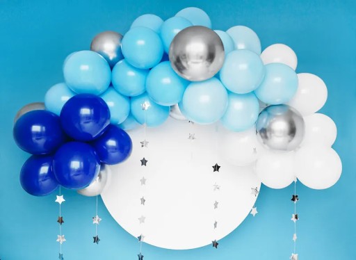 Balóny Blue Gold Chrome Confetti 20 ks Veľké