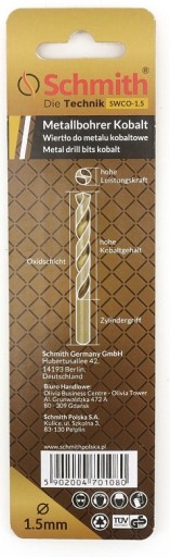 SCHMITH KOBALTOVÝ VRTÁK KOVOVÝ VRTÁK 1,5mm 2ks SADA PRE LIATINU