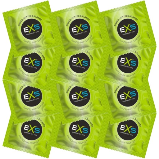 Kondómy EXS EXTREME, sada 12 ks, stimulujúce záhyby a orgazmus