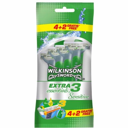 WILKINSON EXTRA3 ESSENTIALS CITLIVÝ holiaci strojček na holenie 4 + 2 - 6 KS
