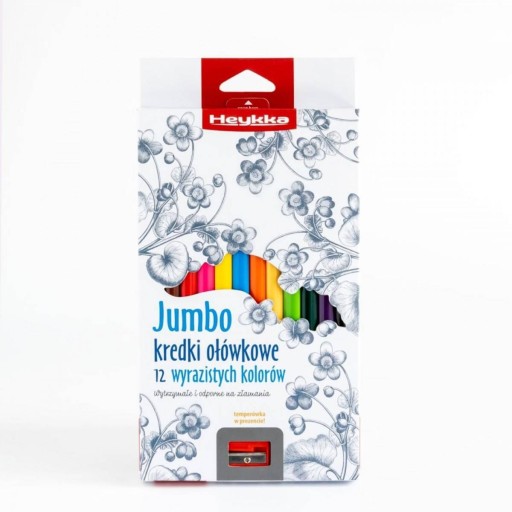HEYKKA ceruzky Jumbo trojuholníkové, 12 farieb + strúhadlo