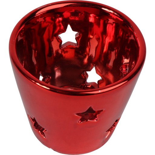 Červený keramický lampáš na čajovú sviečku