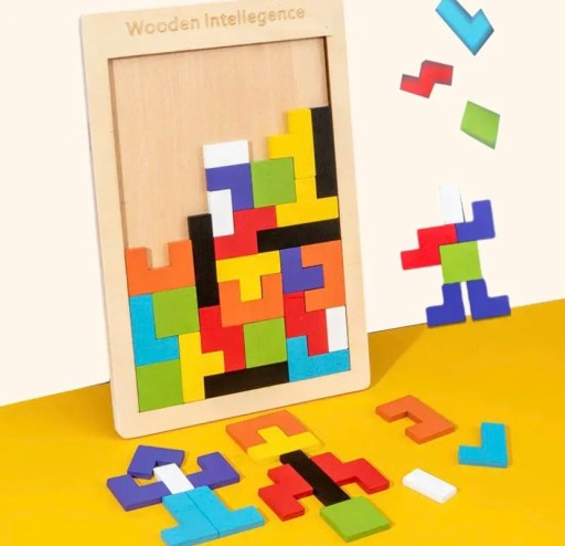 TETRIS PUZZLE DREVENÉ BLOKY MONTESSORI BLOCKS 3D LOGICKÁ HRA