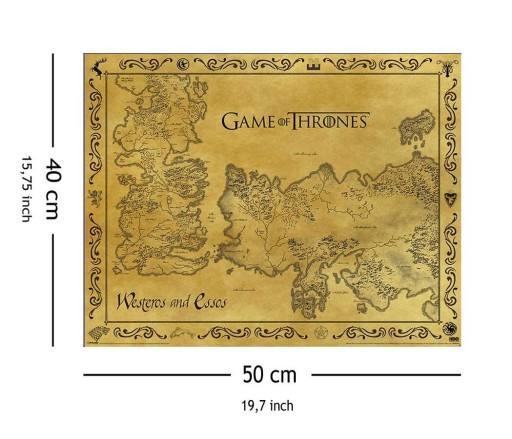 Hra o tróny Mapa Westerosu a Essosu - plagát 40x50 cm