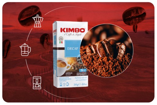 Kimbo Decaffeinato talianska bezkofeínová mletá káva 250g