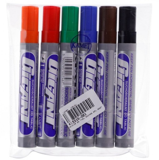 Popisovače na biele tabule stierateľné za sucha 6 KS Mix Colors SADA popisovačov Kamet