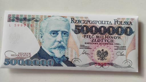 Čokoládová bankovka 5 000 000 zlotých Sienkiewicz