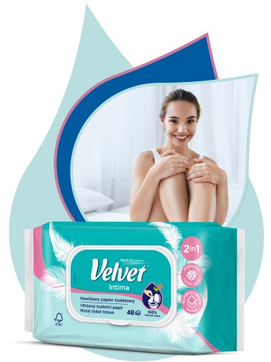 Zamatový vlhčený toaletný papier INTIMA 1 ks