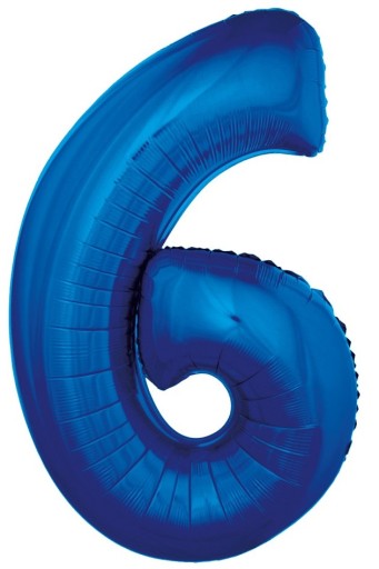 Fóliový balón Modré číslo 6 Narodeniny 92 cm