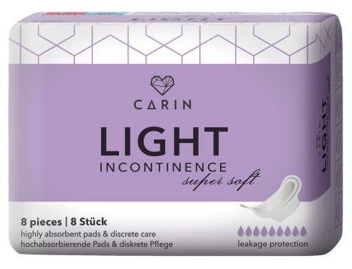 Hygienické vložky CARIN SUPERSOFT na inkontinenciu moču, 8 kusov
