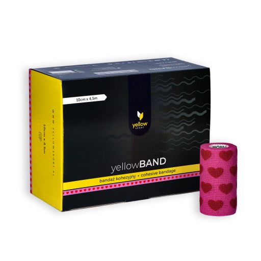 Samolepiaca stabilizačná súdržná bandáž YellowBAND 10 cm srdiečka
