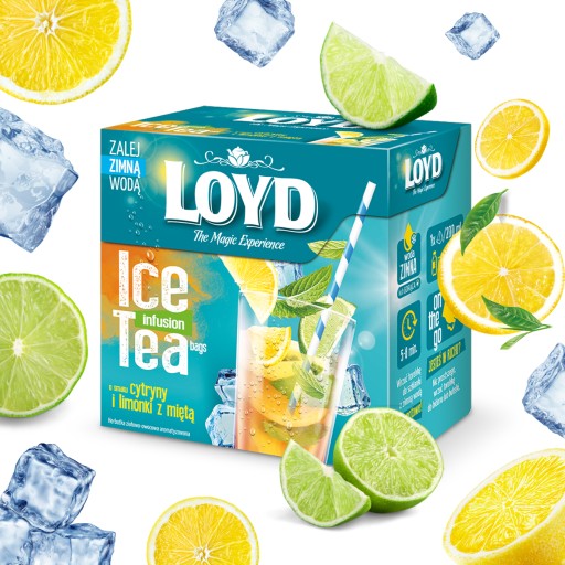 Studený bylinkový ovocný čaj Citrón Limetka Mäta Ľadový čaj 12T LOYD