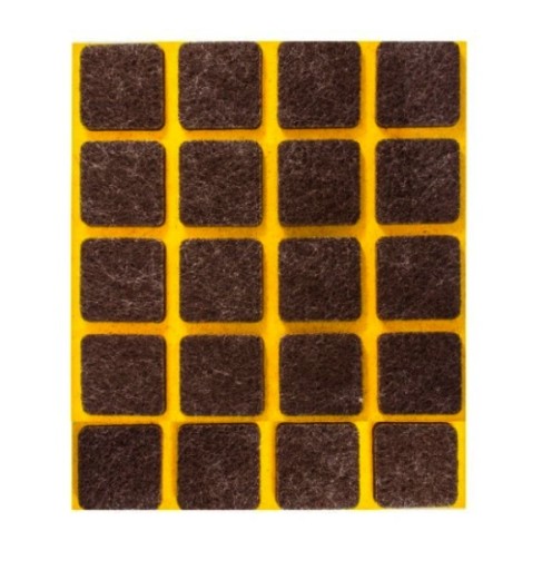 PLSTENÉ PODLOŽKY na stoličky, nábytok, stoly, HNEDÉ, samolepiace, 20 mm x 20 mm