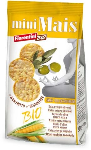 KUKURIČNÉ KRÚŽKY S EXTRA PANENSKÝM OLIVOVÝM OLEJOM, BEZLEPKOVÝ BIO 50 g - F
