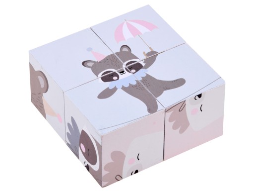 Drevené kocky puzzle zvieratká obrázky ZA4114