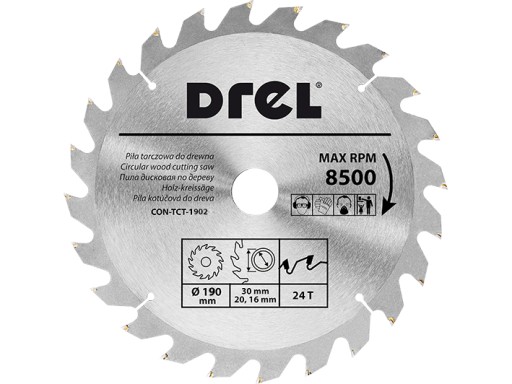 Kotúčová píla Drel CON-TCT-1904 na drevo 190x30mm