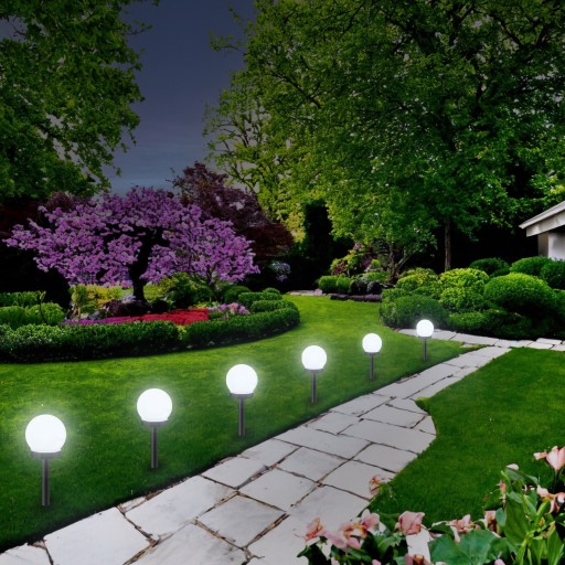 LED SOLÁRNA ZÁHRADNÁ LAMPA BIELA GUĽA 10cm