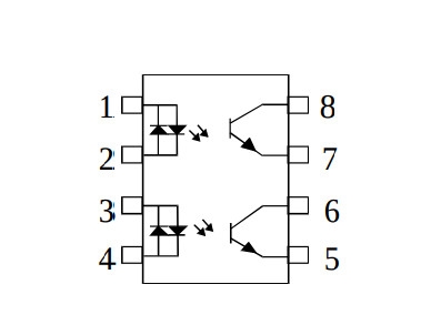 Dvojitý optočlen TL-195B (AC vstup), DIP08