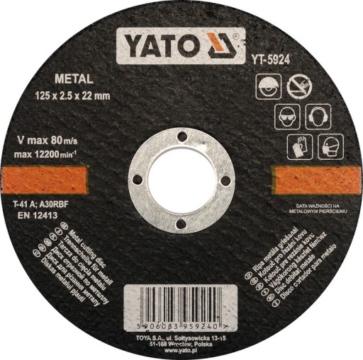 Kovový rezací kotúč 125x2,5x22 mm YT-5924 YATO