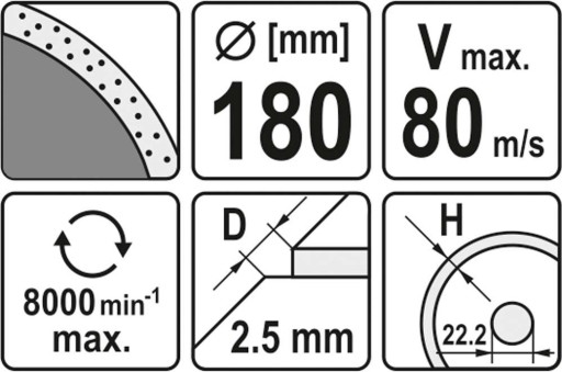 DIAMANTOVÝ DISK NA DLAŽDIČKY BRAVOVÉHO SKLA 180mm YATO