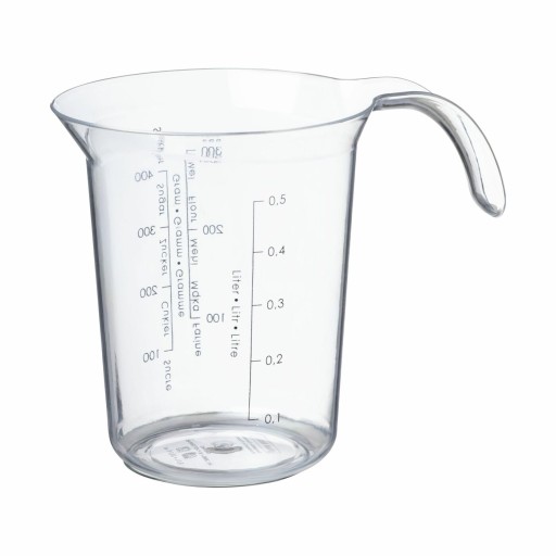 Plastový hrnček s odmerkou, kuchynská odmerka, 0,5l