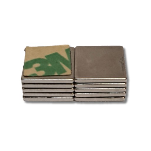 Neodymový magnet 10x10x1 mm s 3M lepiacou páskou 10 ks