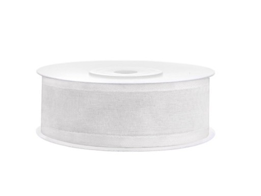 Stuha Šifón Stuha 25mm Trim Biela rolka 25m Mašle Svadobné x1
