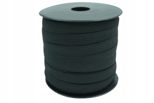 Gumička, pletená, 10 mm, plochá, čierna