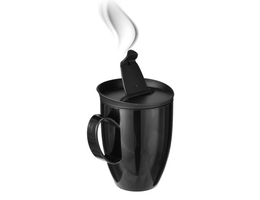 GASTRO hrnček S viečkom, OPÄTOVNE POUŽITEĽNÝ, 450ML, ČIERNA