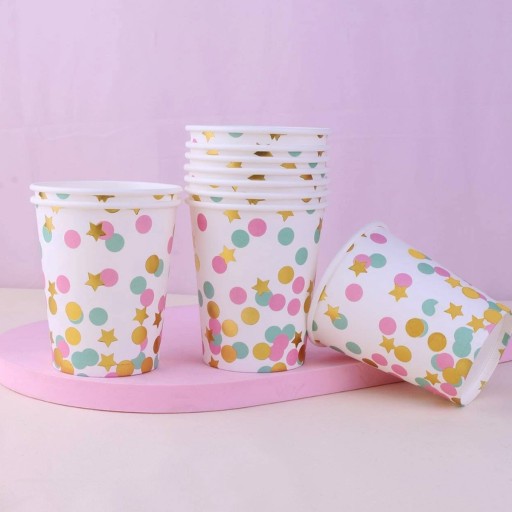 Mint papierové poháre z ružového zlata PASTEL CONFETTI 6 ks.