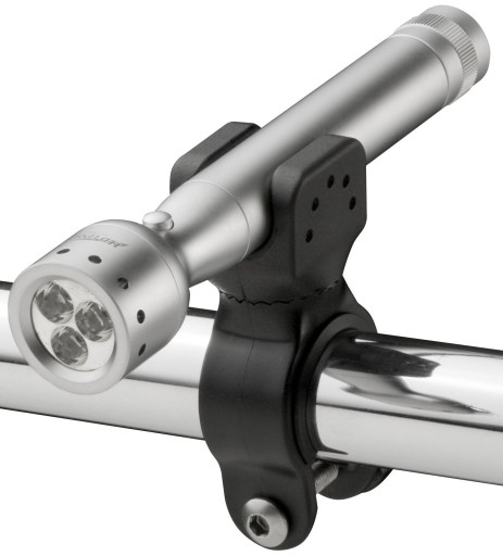 Univerzálny držiak na cyklistickú baterku, otočný o 360°, uchytenie na hák