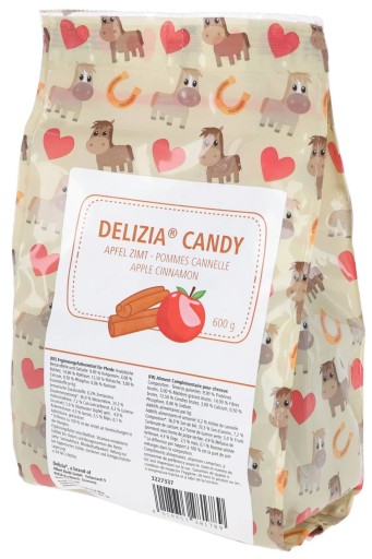 POCHRANKY PRE KONE lahôdky jablko škorica Kerbl Delizia Candy 600 g