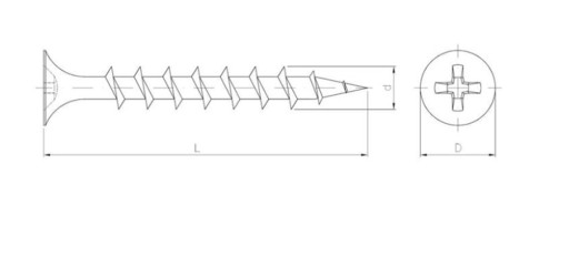 Čierna fosfátovaná skrutka do dreva GK 3,5x25 0,5 kg