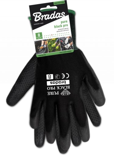 PURE BLACK PRO polyuretánové ochranné rukavice, veľkosť 8