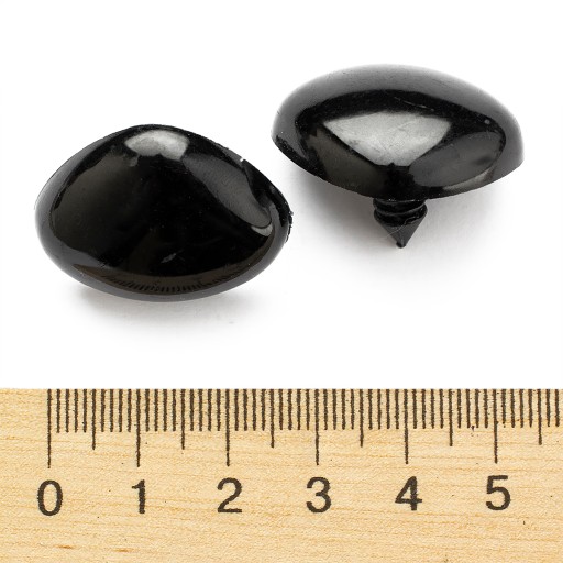 Nosy na hračky, trojuholníkové, čierne, 24x29mm, špendlík: 5-6mm, 20ks