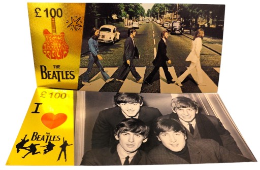 Jedinečný darček zberateľských bankoviek s pozlátenými bankovkami THE BEATLES
