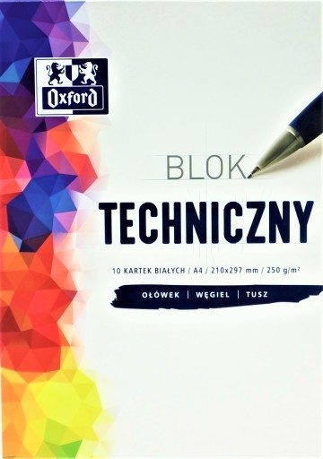 TECHNICKÝ BLOK BIELY A4 OXFORD 10 listov 250g/m²