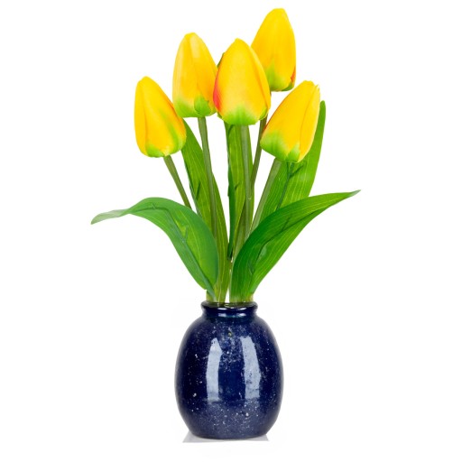 TULIPÁNOVÁ KYTICA Z PENOVÝCH TULIPANOV X5 ŽLTÉ UMELÉ TULIPANY V KYTICI