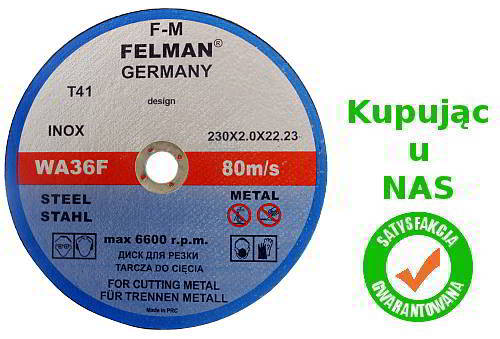 Ochranné kotúče 230 x 2,0 na rezanie kovu, ocele FELMAN 230 x 2,0