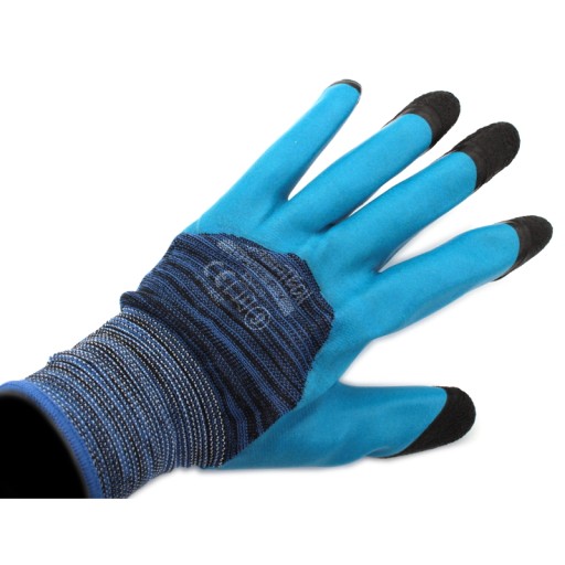 Pracovné rukavice, čierne hrubé latexové prsty. 7