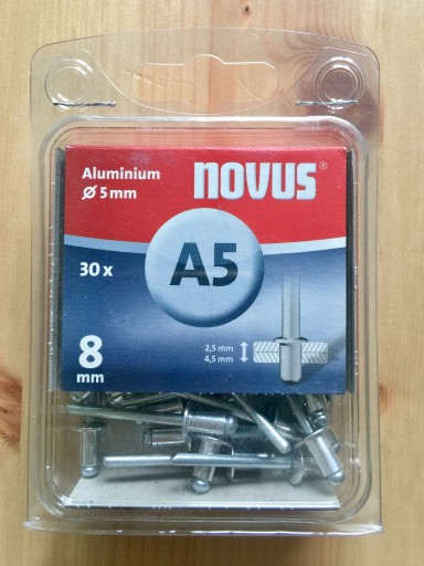 NOVUS Hliníkové nity A5/8 mm 30 ks 045-0026